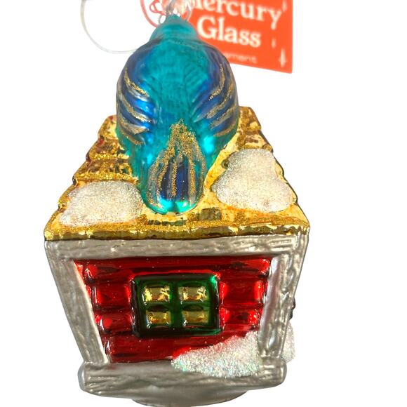 Department 56 Handblown Mercury Glass Jumbo Christmas 'Birdhouse' Ornament-NWT - Picture 2 of 6